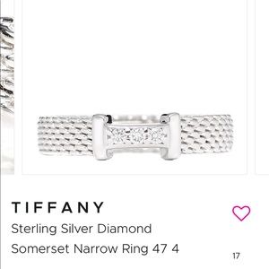 Tiffany & Co. Authentic Sterling Diamond Somerset Narrow Ring size 7